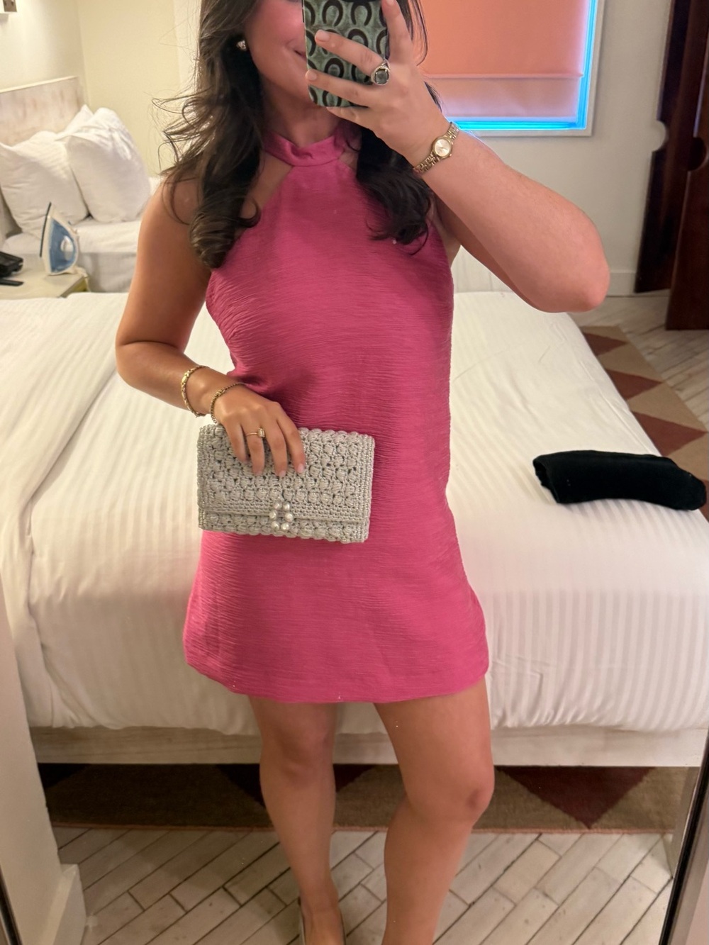 Alexis Hot Pink Halter Mini Dress